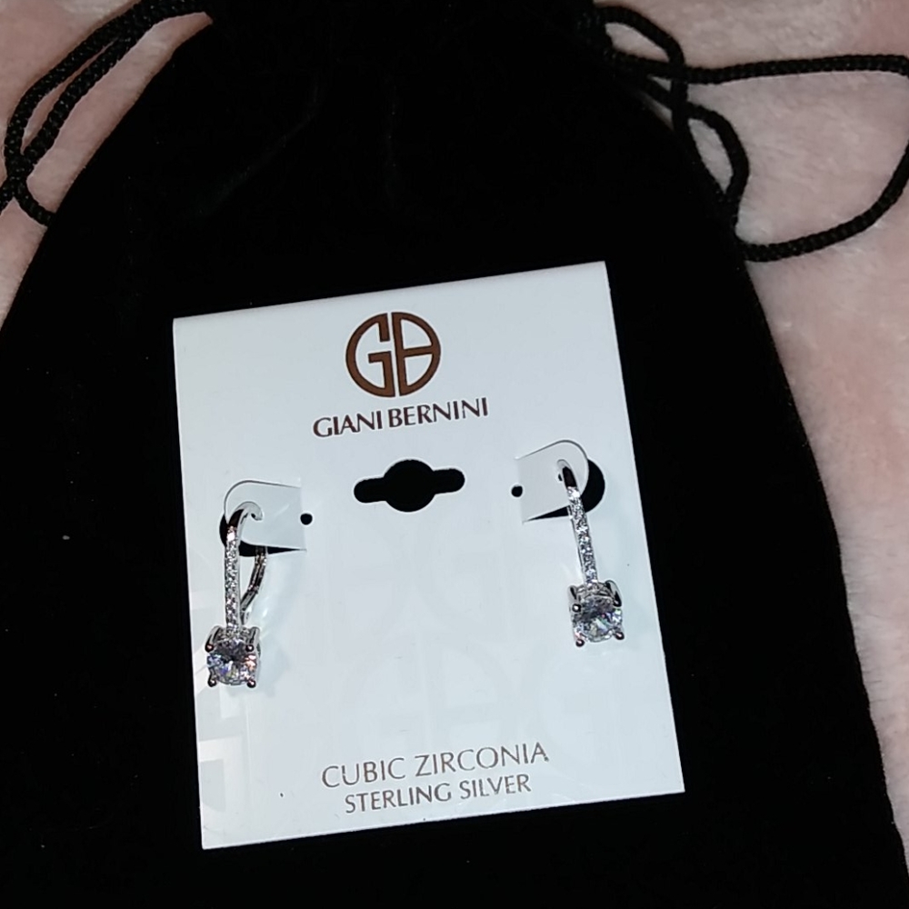 ⏬NWT GIANI BERNINI CZ DANGLING STER SILV EARRINGS - Picture 7 of 9